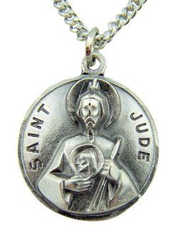 Silver Tone 7/8 Inch Round St Saint Jude Patron Lost Causes Desperate Medal: Jewelry