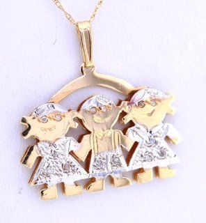 14K Yellow Gold Diamond 0.14ct Kids Charm /Girl Boy Girl/ Jewelry
