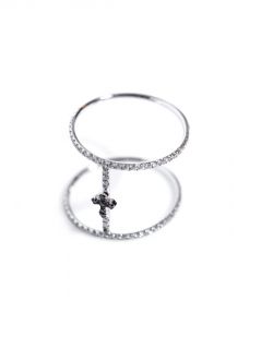 Diamond and white gold Roman cross ring  Elise Dray  MATCHES