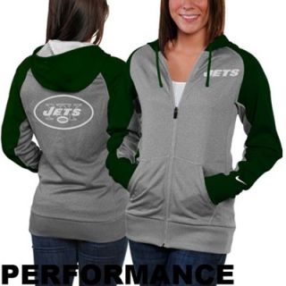 Nike New York Jets Ladies Die Hard Full Zip Performance Hoodie   Ash/Green
