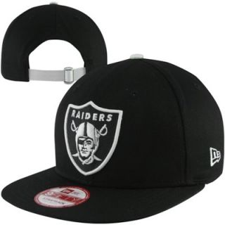 New Era Oakland Raiders 9FIFTY Leather Strapper Adjustable Hat   Black
