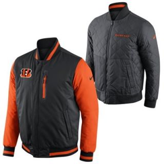 Nike Cincinnati Bengals Defender Padded Reversible Full Zip Jacket   Black/Orange