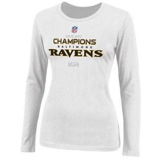 Baltimore Ravens Ladies 2012 AFC Champions Trophy Collection Long Sleeve T Shirt   White