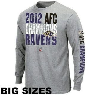 Baltimore Ravens Big Sizes 2012 AFC Champions Advancing Win Long Sleeve T Shirt   Ash