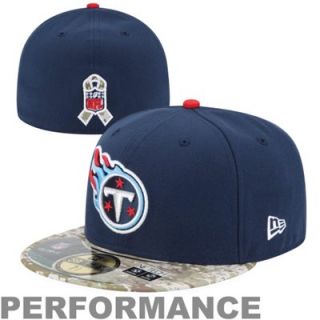 New Era Tennessee Titans Salute To Service On Field 59FIFTY Fitted Performance Hat   Navy Blue
