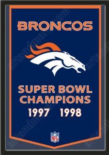 Dynasty Banner Of Denver Broncos Framed Awesome & Beautiful Must For A Championship Team Fan! Most NFL Team Dynasty Banners Available Plz Go Through Description & Mention In Gift Message If Need A different Team   Sports Fan Wall Banners