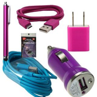 Hot Pink USB Charging Kit for Tracfone LG221c, 840g, 430g, 235c, Samsung S425g, t330g, t245g. Comes with Extra Long 10ft USB Cable, 3ft Short Cable, USB Car Charger, USB House charger, Stylus Pen and Radiation Shield.: Cell Phones & Accessories