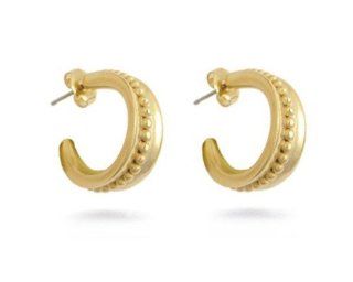 Gold Plated Pewter Medieval Crescent Celtic Hoop Style Earrings 1" Drop, Made In America, Authentic Reproduction Museum Jewelry Comes Gift Boxed With History Card: Jewelry