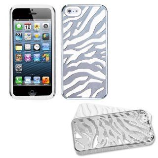 Apple iPhone 5 Hard Plastic Snap on Cover Silver Plating Zebra Skin/Solid White Fusion AT&T, Cricket, Sprint, Verizon Plus A Free LCD Screen Protector (does NOT fit Apple iPhone or iPhone 3G/3GS or iPhone 4/4S): Cell Phones & Accessories