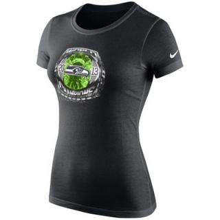 Nike Seattle Seahawks Super Bowl XLVIII Champions Womens Celebration Ring T Shirt   Black