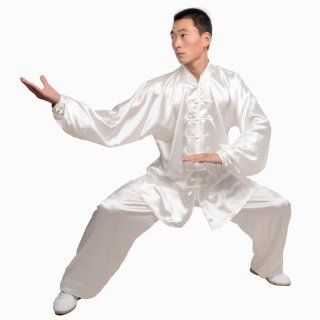 Shan Ren Sports Men's Taichi Artificial Silk Clothes for Performance and Doing Exercise Size Xxxl Color White : Martial Arts Uniform Shirts : Sports & Outdoors