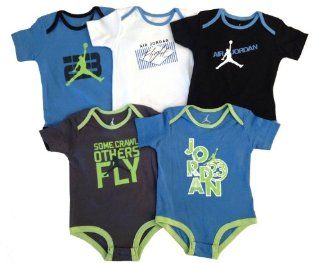 Nike Jordan Infant New Born Baby Lap Shoulder Bodysuit 5 PCS with Different Color and "Jordan" Sign Pattern (0 3, 3 6, 6 9, 9 12 Months) NEW (0 3 MONTHS)  Infant And Toddler Apparel  Baby