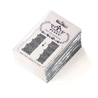 PUEEN Nail Art Water Tattoo Sticker Collection WF2   28 Packs Different Stickers (All Full Nail Designs) Classic Black Patterns Lace Feather Animal Print Nail Wrap Stripes Nails Foils Decal Decorations : Nail Polish And Nail Decoration Products : Beauty