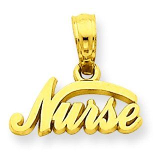 14K Yellow Gold Nurse Charm Medical RN Pendant Jewelry: Clasp Style Charms: Jewelry