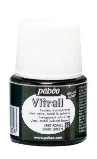 Pebeo Vitrail Stained Glass Effect Glass Paint 45 Milliliter Bottle, Dark Green