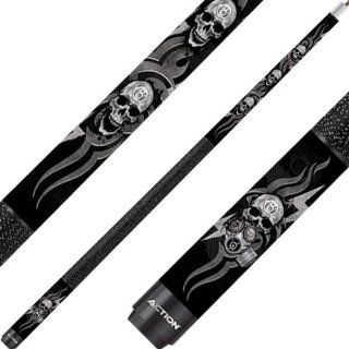 Eight Ball Mafia Cues   Skull with Gas Mask in Flames, Includes Case, 19oz : Pool Cues : Sports & Outdoors