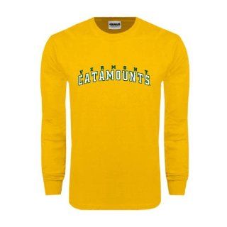 Vermont Gold Long Sleeve T Shirt 'Arched Vermont Catamounts' : Sports Fan T Shirts : Sports & Outdoors