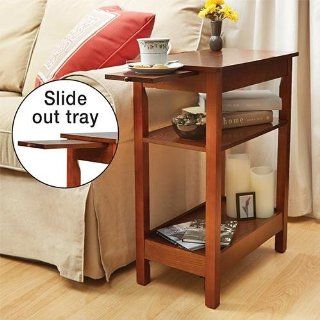 Shop Wooden Three Shelf Side End Table With Pull Out Tray at the  Furniture Store