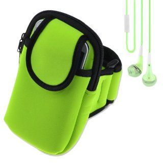 Outdoor Sports Running Armband Case Pouch for Samsung Galaxy S4 / S3 and other 5 inch Cellphone (Green) + Green VanGoddy Headset With MIC: Cell Phones & Accessories