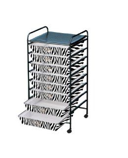 Storage Solutions 1650Z4 Eight Drawer Zebra Pattern Poly Cart. Cart Includes Eight 12inch by 12inch sliding drawers with Castors   Storage And Organization Products