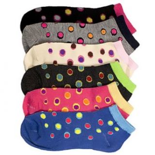 Luxury Divas Two Tone Polka Dot Print Ladies 6 Pack Assorted Ankle Socks at  Womens Clothing store