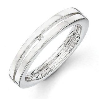 Confirmation/Communion SS White Ice .01ct. Grooved Diamond Ring: Jewelry