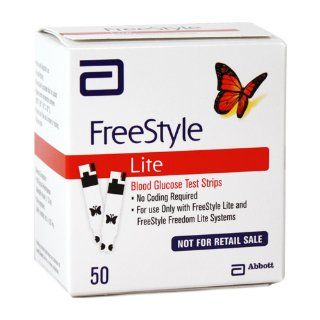 Freestyle LITE Blood Glucose Test Strips NEW Butterfly Design 1 box of 50: Health & Personal Care