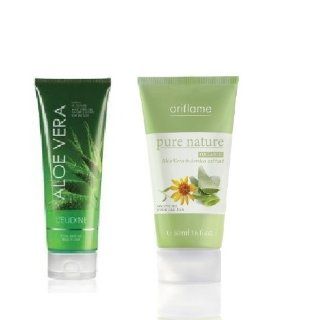 L'eudine by Illusions's Aloe Vera Woand healing, soothes burns, etc/ 8 fl oz. +  Oriflame Pure Nature Organic Aloe Vera & Arnica Extract Soothing Pure Gel 80%, 50 ml: Health & Personal Care