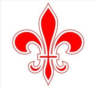Fleur De Lis French Lilly or Iris Flower Decal Sticker Laptop, Notebook, Window, Car, Bumper, EtcStickers 5"in. in RED Exterior Window Sticker with  