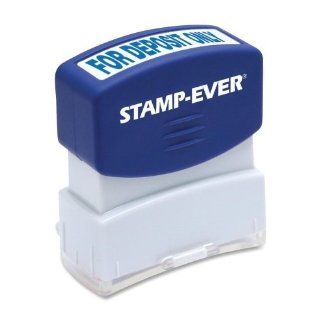 Stamp Ever Pre Inked Message Stamp, For Deposit Only, Stamp Impression Size: 9/16 x 1 11/16 Inches, Blue (5955) : Business Stamps : Office Products