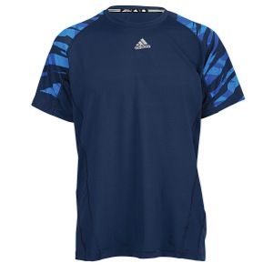 adidas Techfit Fitted Camo S/S Top   Mens   Training   Clothing   Collegiate Navy/Collegiate Royal/Prime Blue/Pool