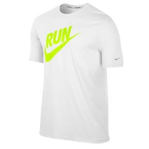 Nike Dri FIT Graphic Running T Shirt   Mens   Running   Clothing   White/Reflective Silver