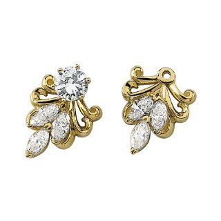 14K Yellow Gold 7/8 ct. Marquise Cut Diamond Earring Jackets: Jewelry