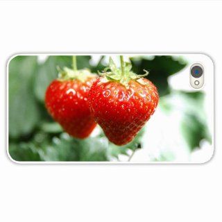 Custom Made Iphone 4 4S Macro Strawberries Couple Twigs Grass Berries Family Gift White Case Cover For Everyone: Cell Phones & Accessories