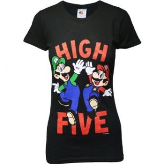 Nintendo Mario & Luigi High Five Juniors Girly T Shirt, X Large: Clothing