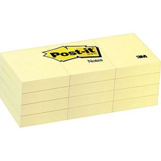Post it 1 1/2 x 2 Canary Yellow Notes, 12 Pads/Pack