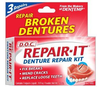 D.o.c. Denture Repair Kit Repairs Broken Dentures. Fix Breaks, Mend Cracks, Replace Loose Teeth, 11 Ounce Boxes (Pack of 6): Health & Personal Care
