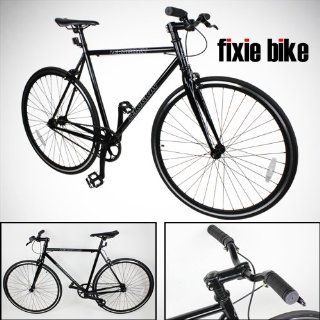 NEW 54cm Black Fixed Gear Bike Single Speed Riser Bar Fixie Road Bike Track Bicycle : Sports & Outdoors