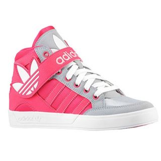 adidas Originals Hard Court Hi Strap   Girls Grade School   Basketball   Shoes   Mid Grey/Vivid Berry/Glow Pink