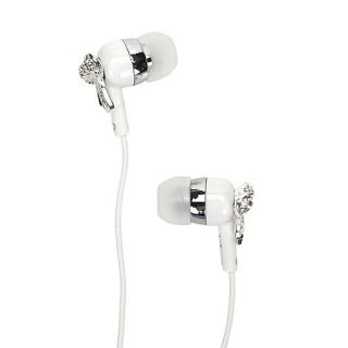 Skinnydip White diamante bow in ear headphones