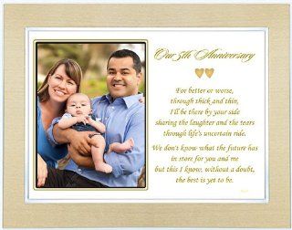 Our Fifth Anniversary   Love Poem for a 5th Wedding Anniversary   Poem in 5x7 Inch Gold Metallic Frame   Decorative Plaques