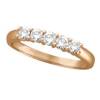 Five Stone Diamond Ring Anniversary Band 14k White Gold (0.50ctw): Allurez: Jewelry