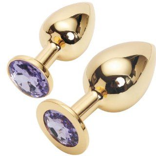 YIGO 2PCS Large + SMALL Super quality DELUXE GOLD PLATED Steel Fetish Plug Anal Butt Jewelry for Fetish Kinky Sex Love Games Good Valentine 's / Birthday Gift  LIGHT PURPLE: Health & Personal Care
