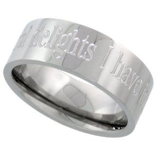 Surgical Steel Flat 8mm I HAVE FOUND THE ONE IN WHOM MY SOUL DELIGHTS Comfort Fit, sizes 8   14: Rings: Jewelry