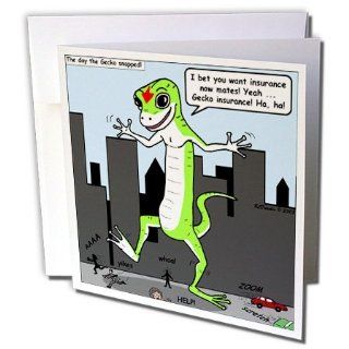 gc_3529_2 Rich Diesslins Funny General Cartoons   Gecko Insurance Gone Wild   Greeting Cards 12 Greeting Cards with envelopes : Office Products