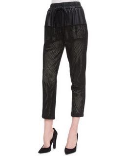 Womens Gabby Perforated Leather Pants   Parker   Black (LARGE)