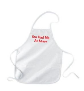 Tasty Threads You Had Me At Bacon (Red Print) Kids Chef White Cooking Apron Clothing