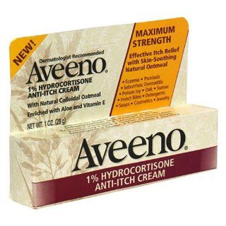 Aveeno 1% Hydrocortisone Anti Itch Cream, Maximum Strength, 1 Ounce Tubes (Pack of 4): Health & Personal Care