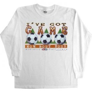 YOUTH LONG SLEEVE T SHIRT : WHITE   SMALL   I've Got Game   How About You, Ive Got Game   How About You   Athletic Outfitters   Soccer: Clothing