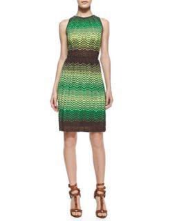 Womens Sleeveless Zigzag Tank Dress   M Missoni   Leaf (48)